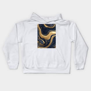 Preppy Boho Chic Minimalist Blue and Gold Marble Kids Hoodie